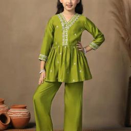 Fashion Dream Kids Mehndi Embroidered Kurti With Pants Set-picture-41
