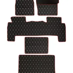 Elegant Luxury Leatherette Black & Red Carpet Car Mat Compatible With Mahindra Scorpio N-image-82