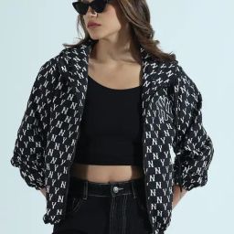 Showoff Black Cotton Relaxed Fit Printed Jacket-picture-25
