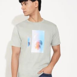 Sf Jeans By Pantaloons Sage Green Slim Fit Printed T-Shirt-picture-26
