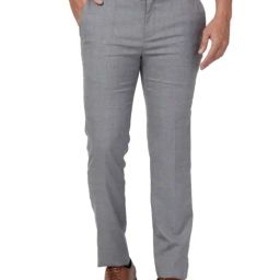 Raymond Grey Slim Fit Checks Trousers-picture-6