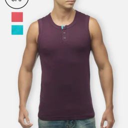 Zoiro Purple & Pink Regular Fit Vest - Pack Of 3-image-51