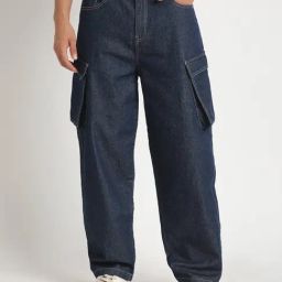 BENE KLEED Navy Cotton Loose fit Solid Cargo Jeans-image-2