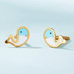 P.N.Gadgil Jewellers Deep Blue Whale 22kt Yellow Gold Stud Gold Earring For Kids-image-73
