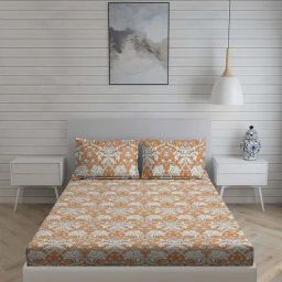 Living Scapes by Pantaloons Rust Queen Flat Bedsheet Set-image-42