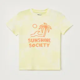 Fame Forever By Lifestyle Boys Yellow Cotton Printed T-shirt-picture-2
