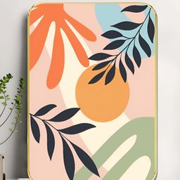 SAF Pink & Black Colorful Abstract Botanical Wooden Wall Art-27