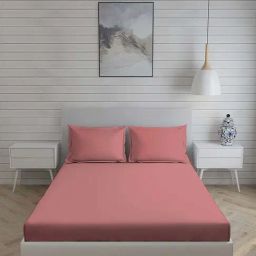 Living Scapes by Pantaloons Pink Single Fitted Bedsheet Set-image-97