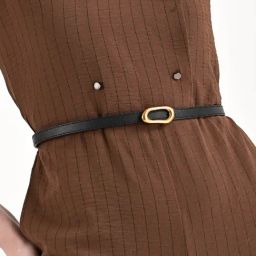 Kazo Black Synthetic Narrow Belt for Women-image-46