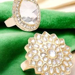 OOMPH Gold Kundan Cocktail Rings-image-14