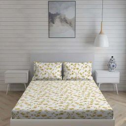 Living Scapes by Pantaloons Yellow Queen Flat Bedsheet Set-image-98