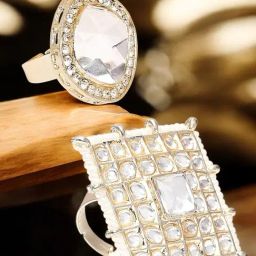 OOMPH Gold Kundan Cocktail Rings-image-51