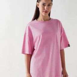 Bewakoof Pink Oversized Solid T-Shirt-image-89