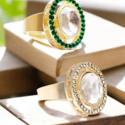 OOMPH Gold Kundan Cocktail Rings-image-58