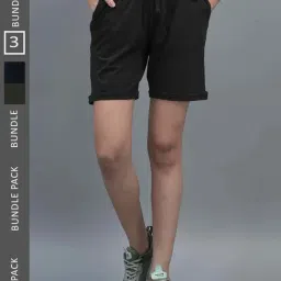 Dollar Green & Black Cotton Shorts - Pack Of 3-image-82