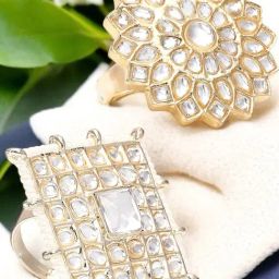 OOMPH Gold Kundan Cocktail Rings-picture-10