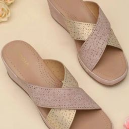 Rocia by Regal Women's Pink Cross Strap Wedges-picture-36