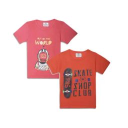 Vimal Jonney Kids Rust & Pink Printed T-Shirt (Pack of 2)-image-86