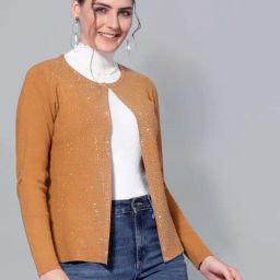 Mafadeny Mustard Embellished Shrug-image-16