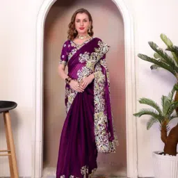 Odette Wine Embellished Saree-image-21