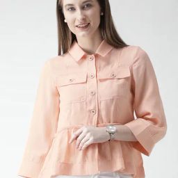 KASSUALLY Peach Cotton Relaxed Fit Shirt-image-60