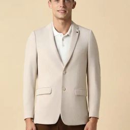 Allen Solly Beige Slim Fit Texture Blazer-image-70