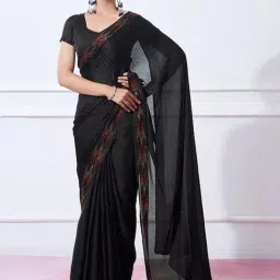 Satrani Black Embellished Saree With Unstitched Blouse-picture-38