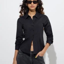 Nuon by Westside Black Solid Cotton Shirt-image-65