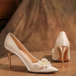 Ozzaro Women Glamour Petal Satin Stilettos-picture-56