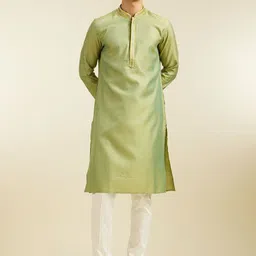 Diwas by Manyavar Ethnic Motifs Woven Design Mandarin Collar Sequinned Straight Kurta-image-23