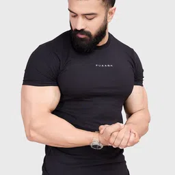 FUAARK Men Moisture Wicking Typography Printed Round Neck Cotton Slim Fit T-shirt-image-16
