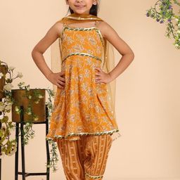 Girls Floral Printed Kurta with Trousers & Dupatta-picture-44