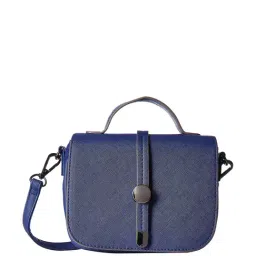 Gio Collection Blue Polyester Solid Handbag-picture-5