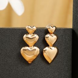 Stoln Gold-Plated Heart Shaped Drop Earrings-33