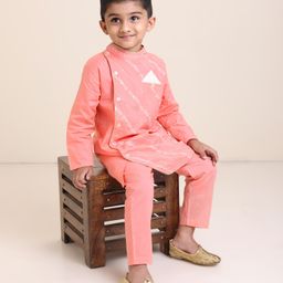 Babyoye 100% Cotton Full Sleeves Kurta Pajama Set Embroidered - Pink-image-13