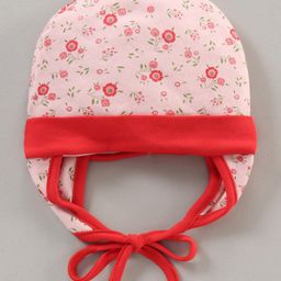 Ben Benny Cotton Knit Double Layer Cap Flower Print Red Pink - Diameter 9.5 cm-12