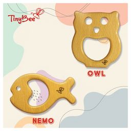 TinyBee Owl & Nemo Fish Wooden Teether Pack of 2 - Brown-12