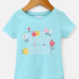 Simply Cotton Sinker Half Sleeves Top Flower Print - Blue-image-69