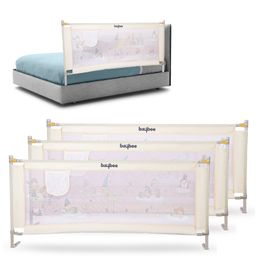 BAYBEE Baby Bed Rails Guard Barrier for Baby Kids Safety, Foldable Bed Rail Falling Protector Fence with 7 Adjustable Height (180x63 cm, (Pack of 3) Beige) - (Color & Design May Vary)-picture-23