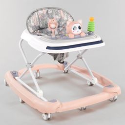 Multifunctional Adjustable Height 2 in 1 Walker cum Rocker with Music & Toys - Pink-4