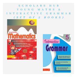 Young Scholars Mathematics & Interactive Grammar Workbook Combo for Grade 5 Pack of 2 Books - English-0