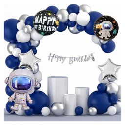 Special You Birthday Decoration DIY Combo Kit Space Theme with Space Foil Balloon set and Happy Birthday Banner & Navy Blue White and Metallic Silver Balloons- Blue- Pack of 64 Items-10