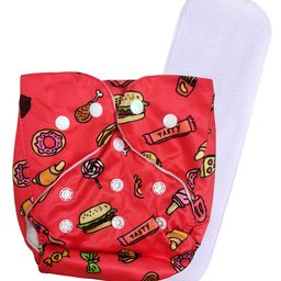 DOMENICO Washable Baby Diaper Premium Cloth Diaper Reusable, Adjustable Size, Waterproof, Pocket Cloth Diaper Nappie (1 Diaper and 1 Insert Pad)-90