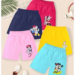 KUCHIPOO Pack Of 5 Disney Featuring   Minnie Mouse With Daisy Duck Printed Shorts - Multi Colour-image-10