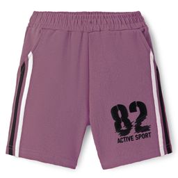Taeko Looper Knit Knee Length Shorts With Number Print - Plum-image-17