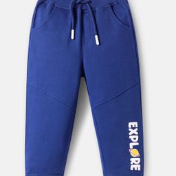 Babyhug Cotton Terry Full Length Jogger Fit Lounge Pant with Ribbed Waist & Pockets Explore Print - Navy-image-33