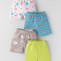 Kidi Wav Pack Of 4 Flamingo Printed & Striped Shorts - Multi Colour-image-24