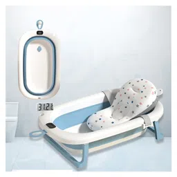 SAFE-O-KID Baby Bath Tub with Digital Meter, 1 Year Warranty, with Support Cushion Drain Plug, Portable/Foldable Travel Friendly Anti-Skid Collapsible Bathtub, Blue-picture-23