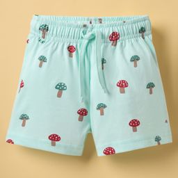 Ollypop Sinker Knit Knee Length Shorts With Mushroom Print - Aqua Blue-picture-2