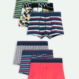 Ariel Cotton Blend Pack Of 6 Striped & Camouflage Printed Trunks - Multi Colour-image-20